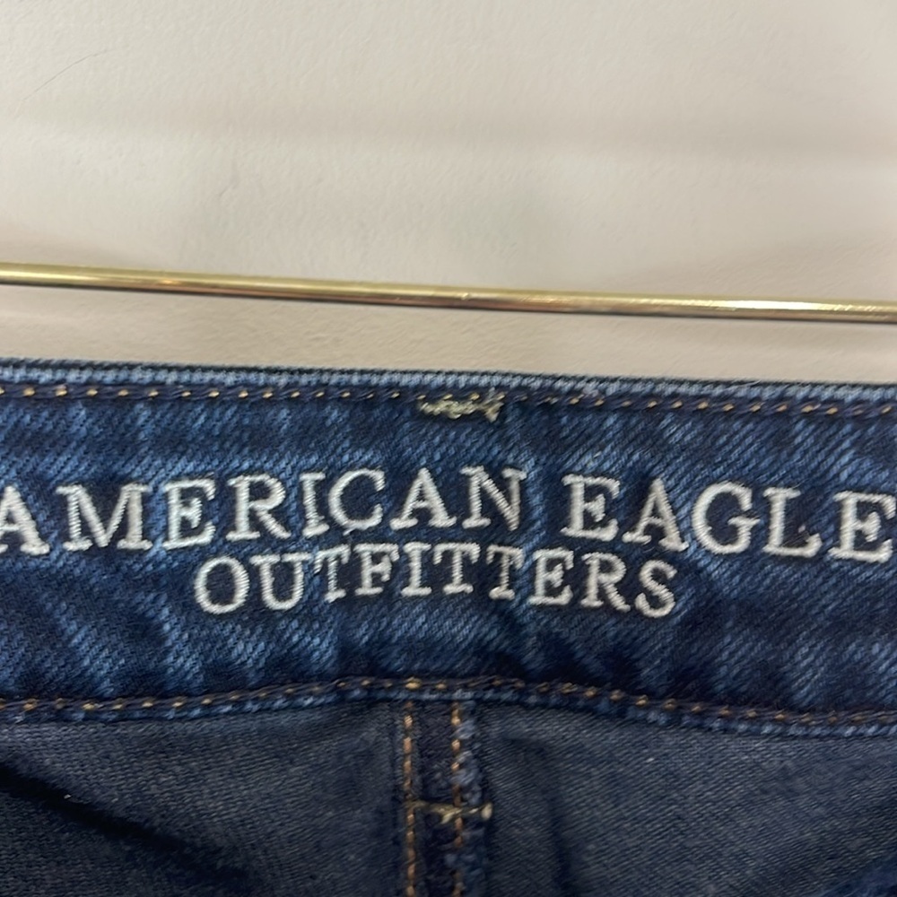 AMERICAN EAGLE Retro Low Rise Straight Stretch Jeans Blue Dark Wash Denim 10 - Picture 5 of 9